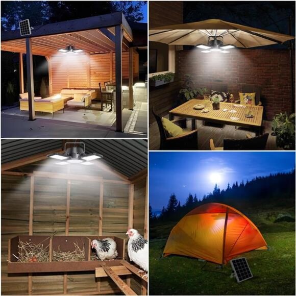 Solar Shed Light Outdoor Indoor, 176LED Solar Powered Motion Sensor Pendant - Picture 6 of 7